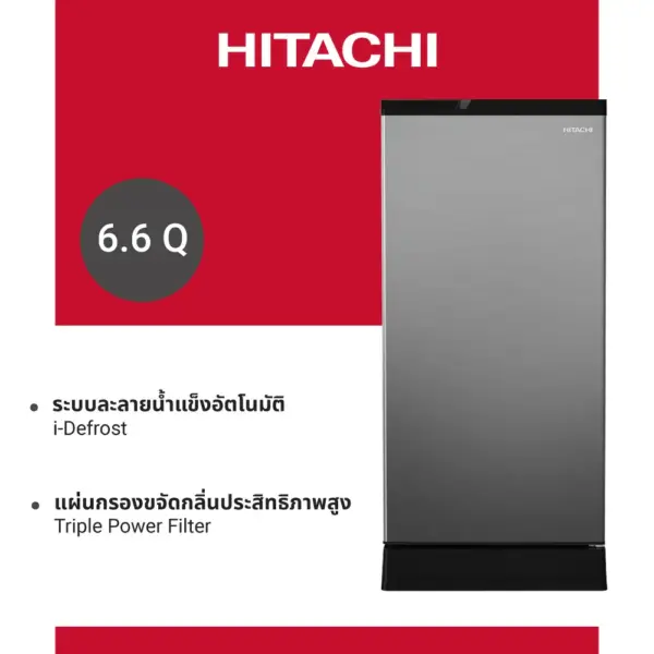 Hitachi ฮิตาชิ ตู้เย็น 1 ประตู 6.6 คิว 187.6 ลิตร 1 Door รุ่น HR1S5188MN BSL